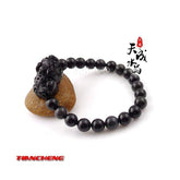 INPHIC-天然水晶 彩虹黑曜石8mm圓珠加貔貅雕刻手鏈 避邪轉運 招財防小人